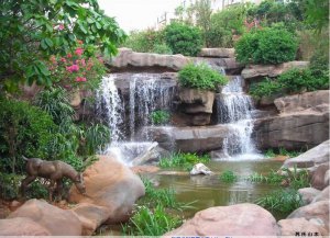 水泥塑石假山跌水瀑布的落水口设计与方法